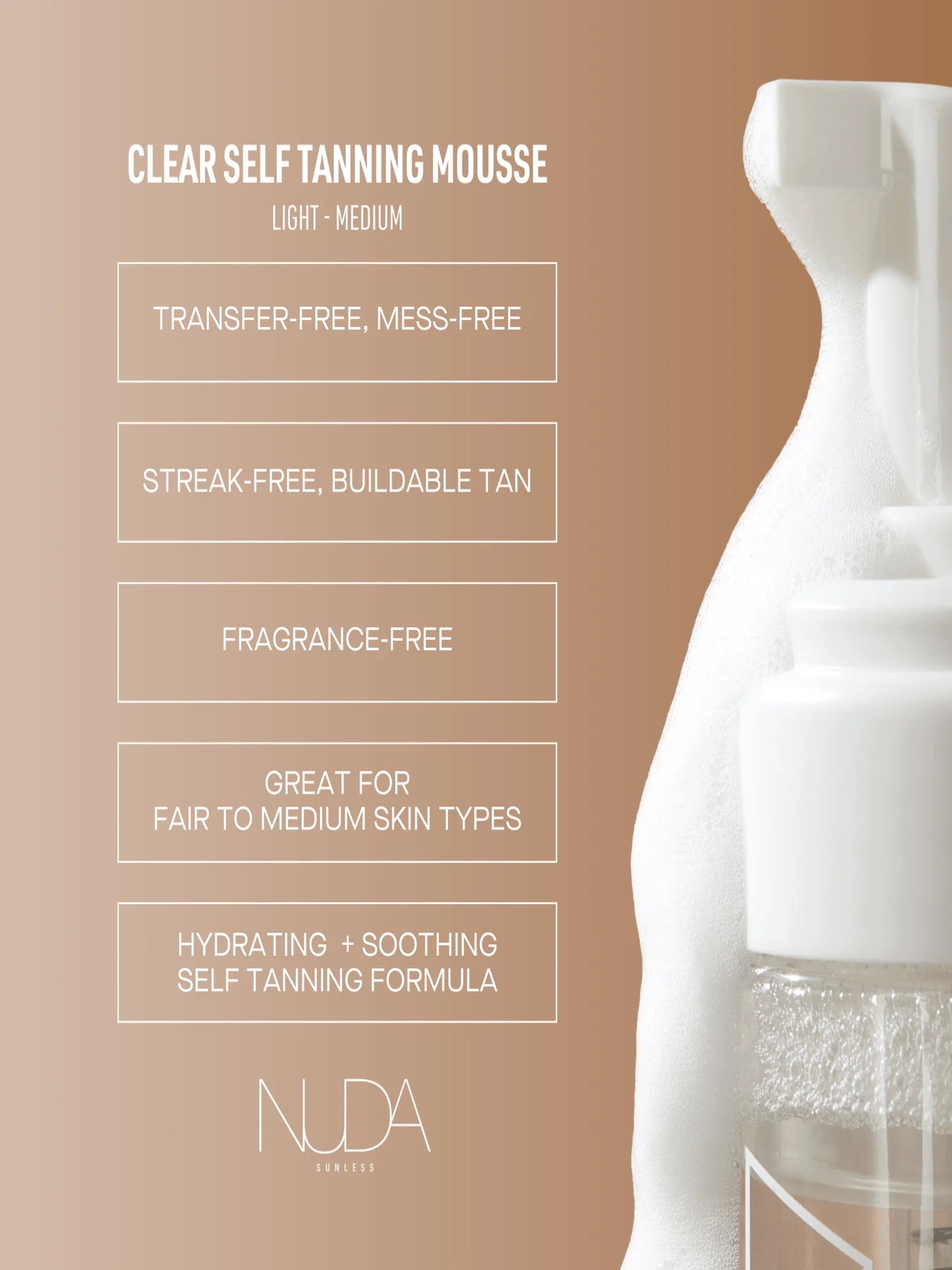 NUDA - Self Tanning Water Mousse - Light to Medium